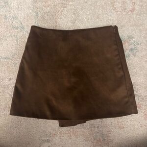 Zara Brown Suede Mini Skort